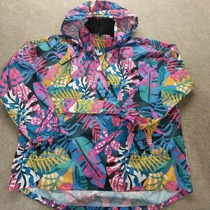 Lauren James XXL Anorak Floral Hood Rain Vented Windbreaker Lightweight Packable